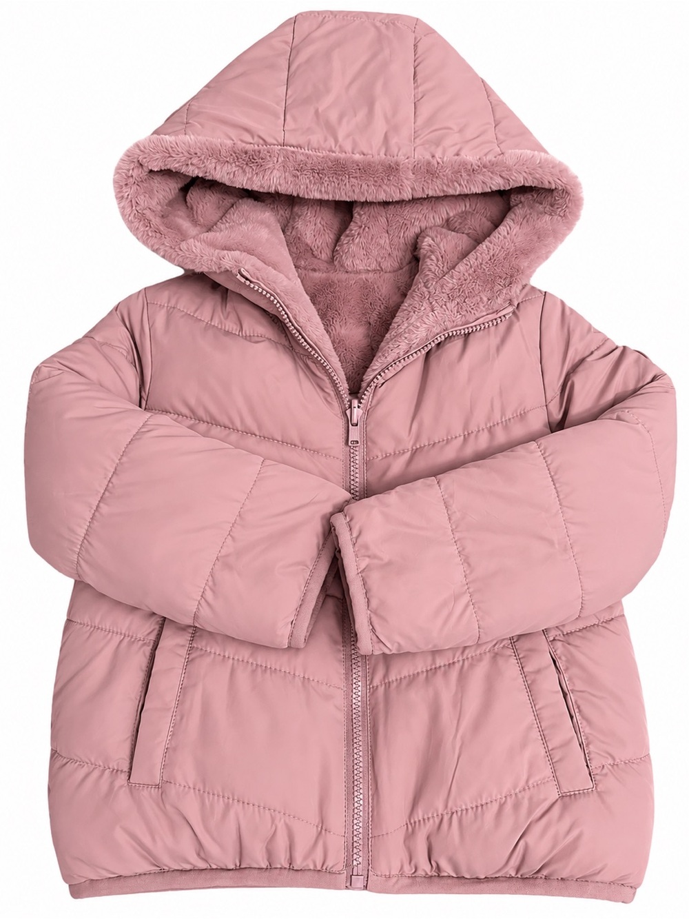 Abercrombie & Fitch Pink Hooded Puffer Jacket - Girls